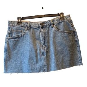 Cotton On Womens Denim Mini Skirt Offshore Blue Raw Hem Size 34